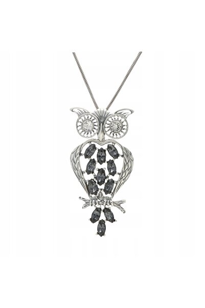 NO BRAND Bufniță Wisior cu cristale Swarovski gri