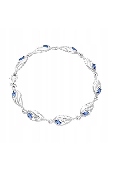 NO BRAND Brățară cu zirconiu safir argintiu