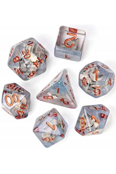 NO BRAND Set de 7 zaruri cu cap de dragon D4-20 K20 RPG D&D Baldur's Gate