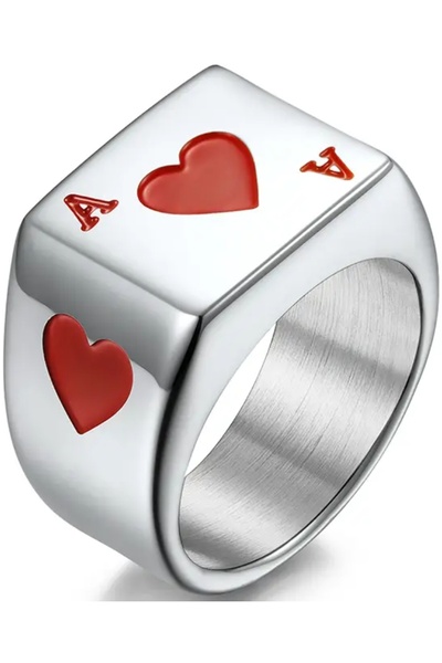 NO BRAND Sigiliu de argint Asul de Inimă Asul Regele Inimă Cărți de poker Oțe...