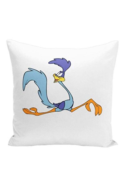 Generic Road Runner And Coyote Printed Decorative Pillow White/Blue/Orange 16...