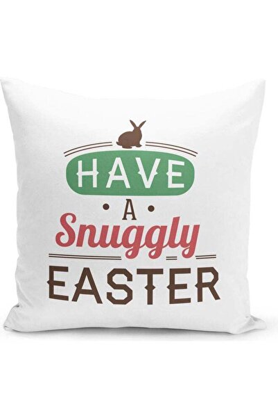 Generic Snuggly Easter Themed Decorative Throw Pillow White/Pink/Green 40x40cm