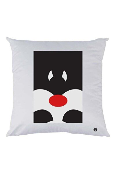 Generic Cartoon Printed Throw Pillow White/Black/Red 30x30cm