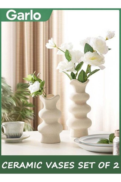 Generic Ceramic Vases Set of 2,Modern Decorative White Ceramic Vases for Home...
