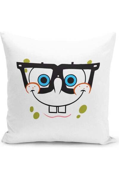 Generic Spongebob Nerdy Squarepants Themed Throw Pillow White/Green/Blue 16x1...