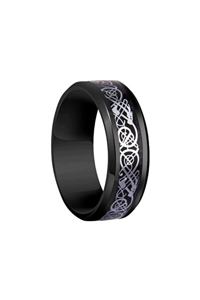 NO BRAND INEL NEGRU RING BANDIT - ARGINTIU MĂRIMEA 25