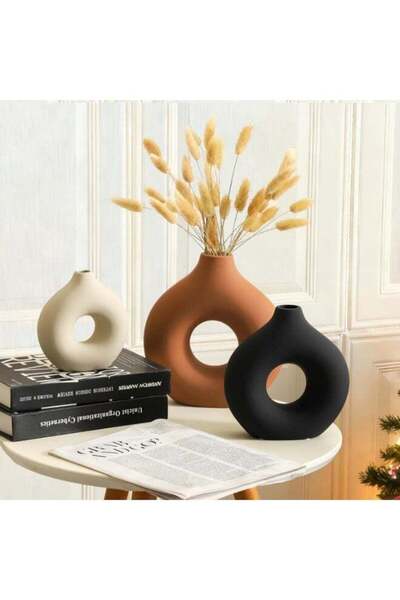 Generic Ceramic Vase Home Table Decor - Flower Vases Set of 3 Small Living Ro...