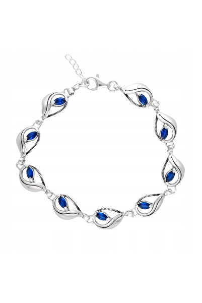 NO BRAND Brățară cu zirconiu safir argintiu