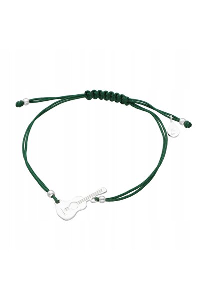 NO BRAND Brățară șnur chitară verde argintiu