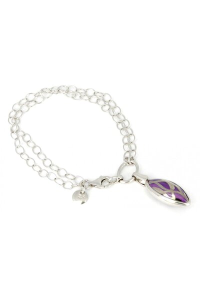 NO BRAND Brățară argintie roșunizată, pictată violet