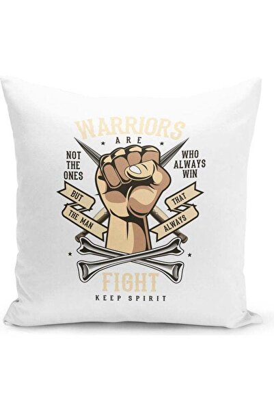 Generic Fighting Spirit Themed Decorative Throw Pillow White/Beige/Grey 40x40cm