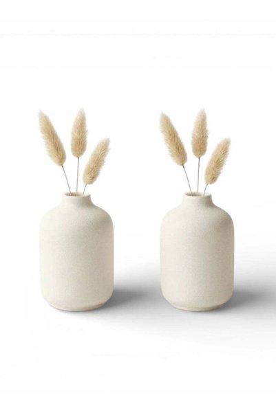 Generic 9.8CM Mini Ceramic Vases Set of 2 – Matte White Speckled Nordic Bud V...