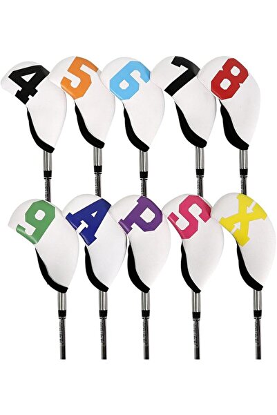 Generic Golf Club Iron Head Covers Set, 10 Pieces, White with Coloured Number...