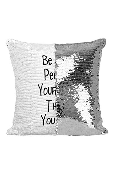 Generic Be The Person Your Dog Thinks U Are Sequined Throw Pillow Silver/Whit...
