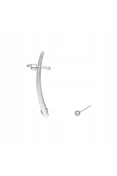 NO BRAND Două cercei diferiți, ear cuff și bilă, argint placat cu rodiu