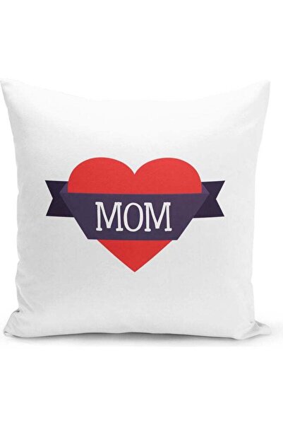 Generic Mom Love Themed Decorative Throw Pillow White/Red/Purple