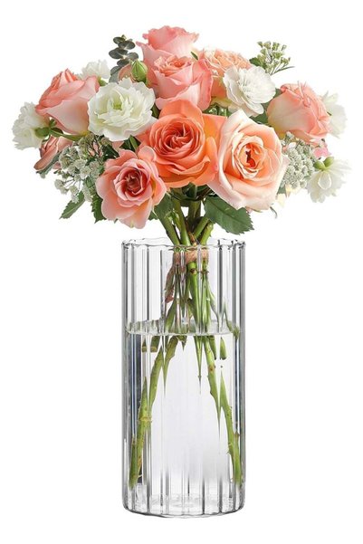 Generic 8-Inch Clear Glass Vase – Small Round Flower Vase for Table Decoratio...