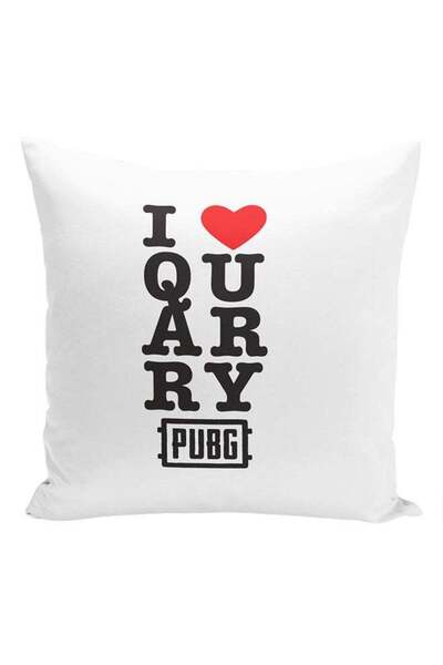 Generic I Love Quarry Printed Cushion White/Black/Red 16x16inch