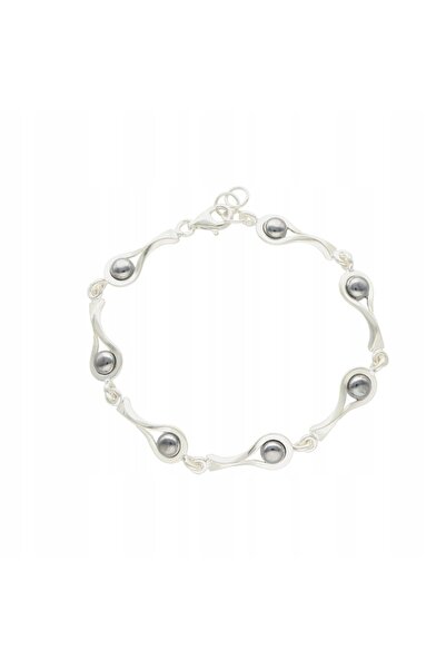 NO BRAND Brățară cu hematit și argint neted