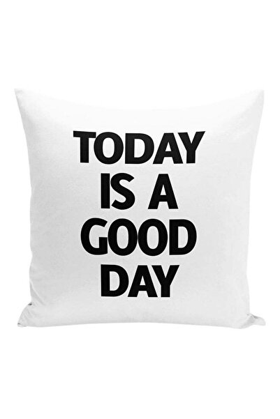 Generic Today Is a Good Day Happy Morning Quote Decorative Pillow White/Black...
