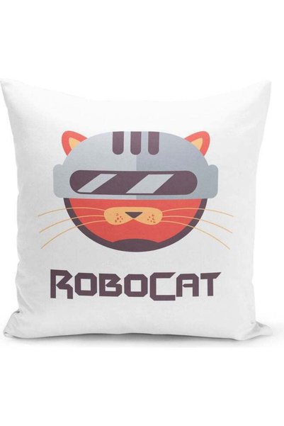 Generic Robo Cat Printed Decorative Pillow Multicolour
