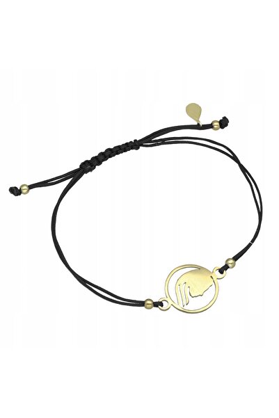 NO BRAND Brățară șnur cu semn zodiacal Fecioara, placată cu aur negru