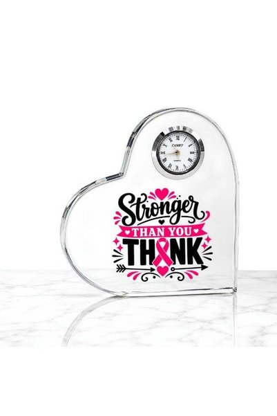 Generic BreastCancer Awareness Heart-Shaped Crystal With Clock-Gifts For Brea...