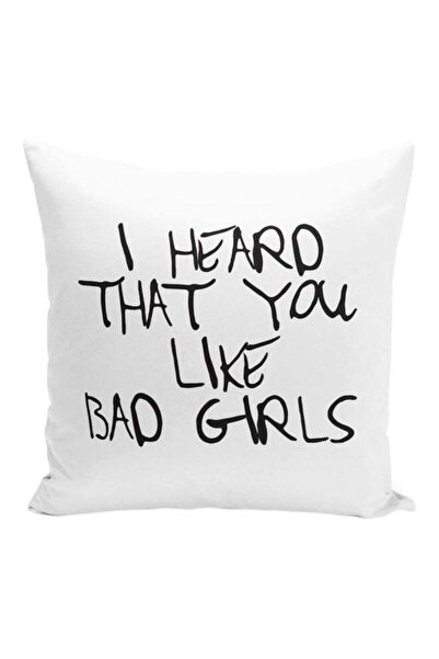 Generic I Heard That You Like Bad Girls Printed Decorative Pillow White/Black...