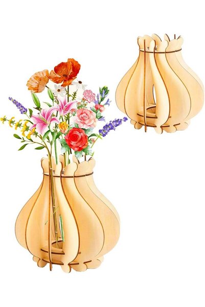 Generic DIY Wooden 3D Puzzle Vase, Assembly Flower Vase for Home Table Decor,...