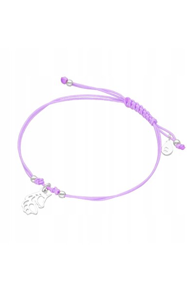 NO BRAND Brățară șnur unicorn mov argintiu