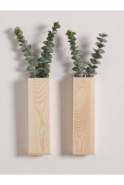 Generic Ayana Casa Light Wood Wall Hanging Vase – Minimalist Vertical Plant H...