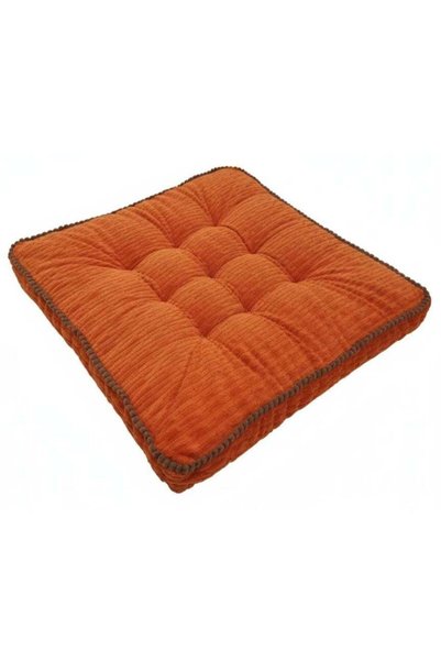 Generic MaximHome Luxury Velour Square Cushion with Brown Border – Vibrant Or...