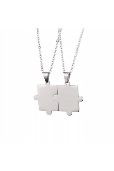 NO BRAND Set de coliere de cuplu din oțel inoxidabil, argintii, tip puzzle, a...