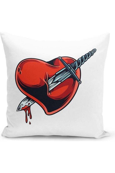 Generic Sword Through Heart Decorative Pillow Multicolour