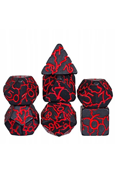 NO BRAND Set de 7 zaruri D4-20 K20, tematică Dragon de Lavă Magma, Negru Sâng...