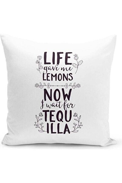 Generic Decorative Throw Life game Lemons Quote Pillow White 16 x 16inch