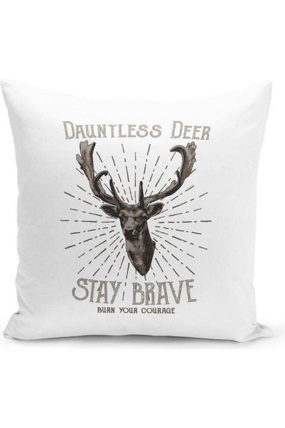 Generic Dauntless Deer Quote Decorative Pillow Multicolour