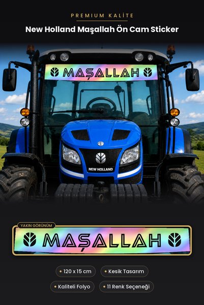 Cool Effect New Holland Logolu Maşallah Traktör Ön Cam Sticker 120x15 cm