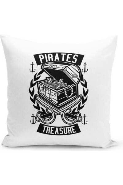 Generic Pirate Treasure Design Decorative Pillow White/Black
