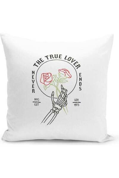 Generic True Lover Quote Printed Decorative Throw Pillow White/Black/Red 40x40cm