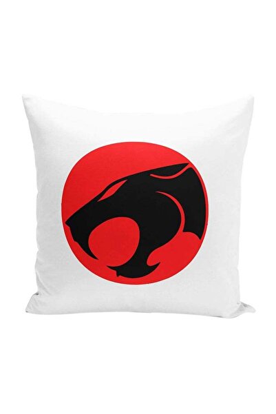 Generic Thunder Cat Logo Decorative Throw Pillow White/Black/Red 16 x 16inch
