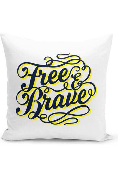 Generic Free And Brave Themed Decorative Throw Pillow Multicolour