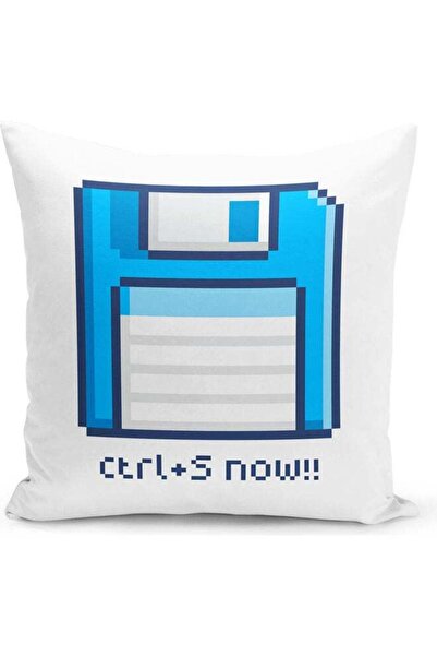 Generic Save Now Printed Decorative Throw Pillow White/Blue 40x40cm
