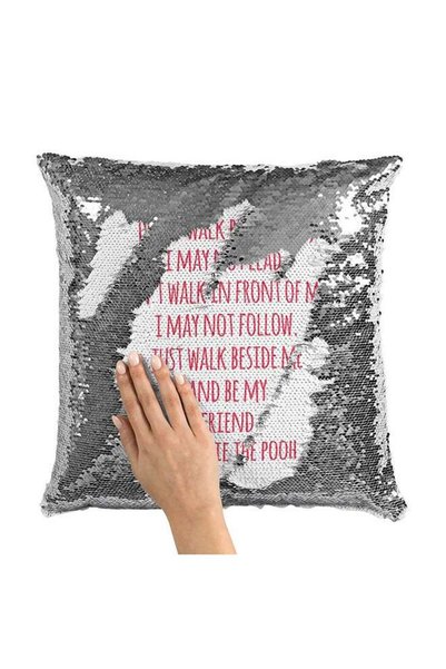 Generic Pooh Pink Quote Sequin Throw Pillow With Stuffing Multicolour 16x16inch