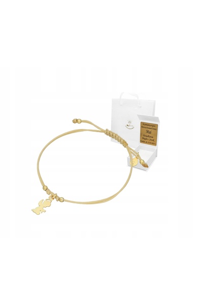NO BRAND Brățară din șnur placată cu aur bej cu talisman înger