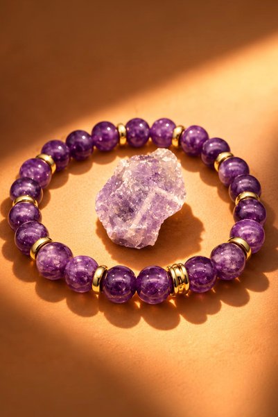NBS Beautiful Naturel Stones Ametist Natural Stone Bracelet 8 mm (Quality Tre...