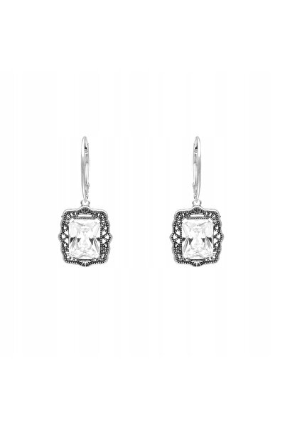 NO BRAND Cercei din argint cu zircon alb, stil retro vintage
