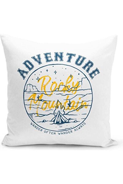 Generic Adventure Printed Decorative Throw Pillow White/Blue/Yellow 40x40cm