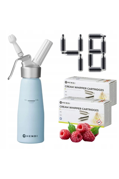 NO BRAND Încărcător de frișcă albastru pastel 0.5l + 48 cartușe N2O Hendi 975862