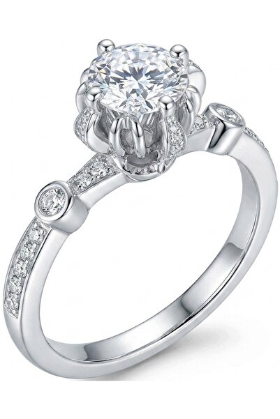 NO BRAND Inel elegant din argint, mărimea 20, cu diamant mare tăiat briliant,...